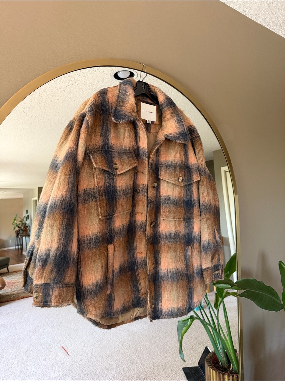 AE Plaid Shaggy Jacket